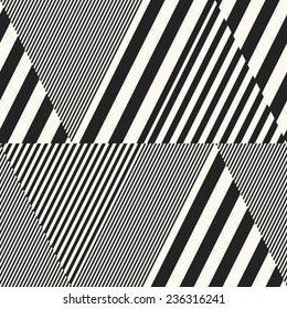 Abstract striped textured refracted zigzag geometric background. Seamless pattern. Vector.