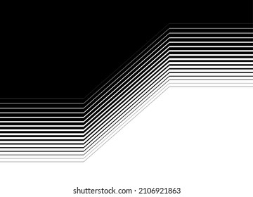 Abstract striped transition from straight broken lines from black to white. Modern vector background.