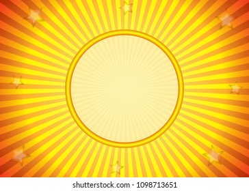 Abstract striped vector background , with empty gold circle for text, eps10.