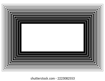Abstract striped vector frame. For web, wall art, furniture, fabric, printing. Black design element on a white background. Modern black and white vector background.