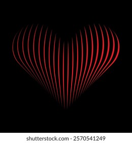 Abstract  striped vector illustration of a 3D heart love symbol 