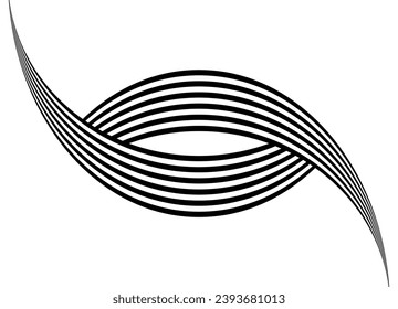 
Abstract striped vector pattern of curved parallel black lines on a white background. Trendy vector background