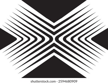 Abstract striped vector pattern in the shape of the letter X. Modern vector background from lines for covers, modern design, prints, packaging and graphic projects. Vector background