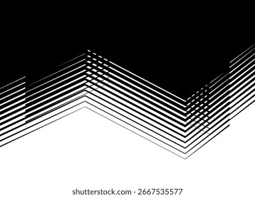 Onda listrada abstrata de linhas quebradas. Padrão de vetor. Elemento de design. Fundo de vetor de linhas para coberturas, publicidade, embalagem, interior. Brilhante, cintilante