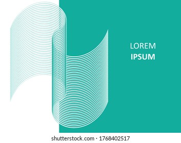 Abstract striped wavy shape. Optical art background. 3D texture. Striped pattern. Background composition, web template.