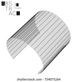 Abstract striped wavy shape. Optical art background. 3D marble texture. Black and white striped pattern. Futuristic vector illustration isolated.