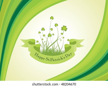 abstract stripes background with ribboon with shamrock