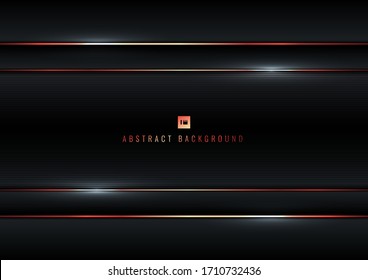 Abstract stripes black metallic with contrast red line background and texture. Vector illustration