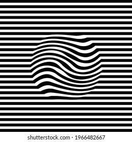 Abstract stripes black and white optical art wave line background. Vector illustration