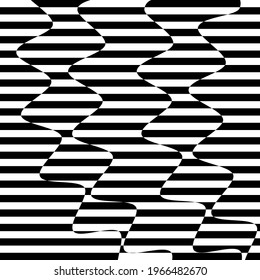 Abstract stripes black and white optical art wave line background. Vector illustration