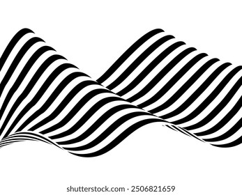 Abstract stripes black and white wave line background optical art. Vector illustration.
