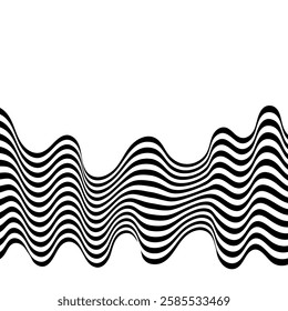 Abstract stripes black and white wave line background optical art. Vector illustration.	