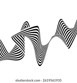 Rayas Abstractas en blanco y negro línea de onda de fondo de arte óptico. Ilustración vectorial. Eps 10