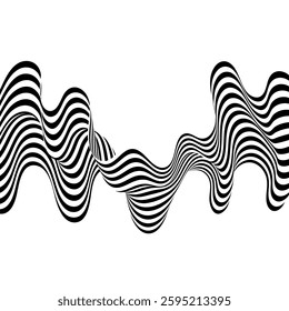 Abstract stripes of black and white waves. Background of wave lines of optical art.