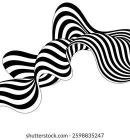 Abstract stripes of black and white waves. Background of wave lines of optical art