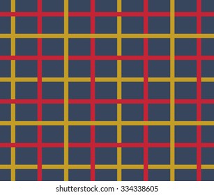 Abstract stripes blue red and yellow Scottish tartan seamless pattern background wallpaper. Vector image