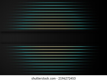 Resumen Bandas de las líneas azules amarillas líneas diagonales solapadas en fondo negro con espacio para copiar texto