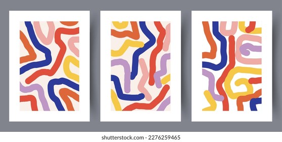 Resumen de rayas de elementos coloridos de la imagen de la pared. Afiche abstracto mínimo imprimible. Paredes de arte para el diseño interior. Marco decorativo contemporáneo. 