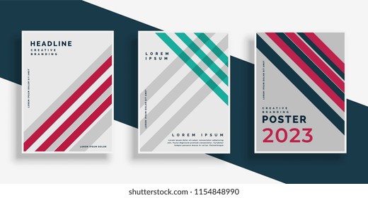 abstract stripes cover page design set