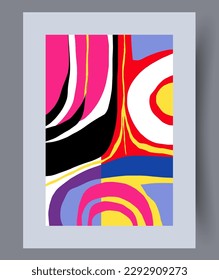 Abstract stripes esoteric figures wall art print. Printable minimal abstract stripes poster. Wall artwork for interior design. Contemporary decorative background with figures.