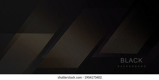 Abstract stripes golden lines diagonal overlap on black background. Luxury style. Vector illustration