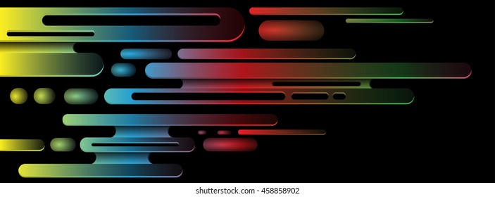 Abstract stripes with gradient on a black background. Vector graphics.