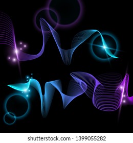 Abstract stripes gradient wave line art