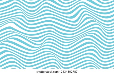 Fondo de línea de onda de arte óptico azul claro de rayas abstractas. Ilustración de vector