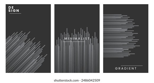 Abstract stripes line dark background set. Vector illustration