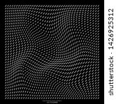 Abstract stripes line particles wavy field pattern white on black background in concept of modern, technology