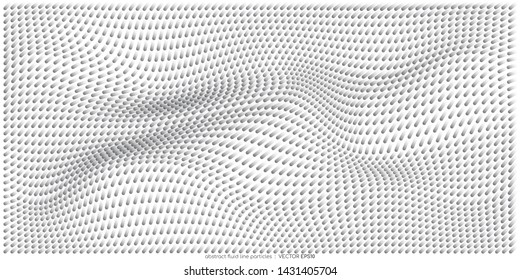Abstract stripes line particles wavy field pattern on white background in concept of modern, technology