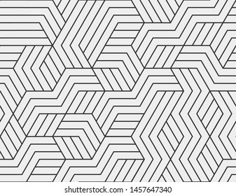 Abstract stripes, line seamless pattern. Neutral monochrome business background, black grey color. Linear shapes, creative geometric ornament