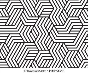 Abstract stripes, line vector seamless pattern. Neutral monochrome business background, black white color. Linear shapes, creative geometric ornament