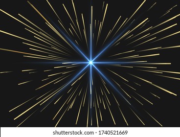 Abstract stripes lines speed yellow lines on dark background. Technology concept. Vector illustration