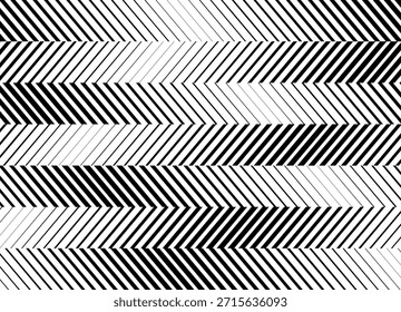 Listras abstratas. Vetor moderno listrado padrão de linhas diagonais pretas em um fundo branco. Fundo de vetor para capas, publicidade, têxteis. Wall art, efeito óptico. Arranhões
