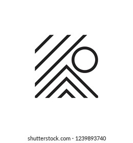 abstract stripes mountain sun logo vector