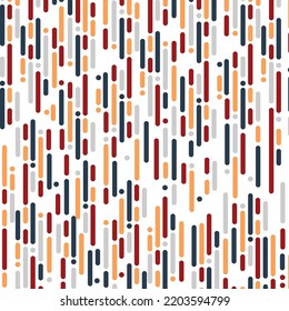 Abstract Stripes Pattern Seamless Vector Design. Dash Rounded Lines Vertical Background. Dashed Line Texture