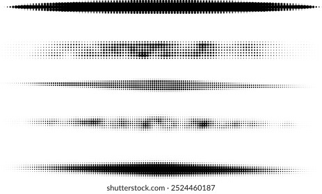 Abstract stripes with retro halftone dots for grunge designs. Elements for collages, backgrounds and text dividers.