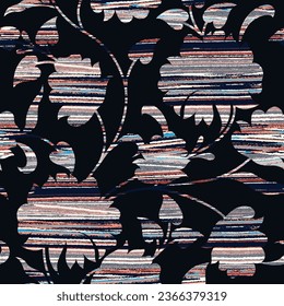 abstract stripes seamless pattern on flower background