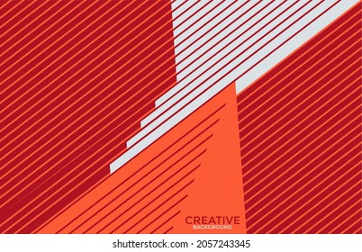 Abstract Stripes Simple Modern Pattern Red Orange White Background