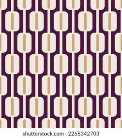 Abstract Stripes Squares Retro Monochrome Seamless Vector Pattern Trendy Fashion Colors Perfect for Allover Fabric Print or Wrapping Paper Dark Purple Beige Tones