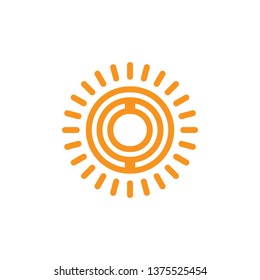 abstract stripes sun geometric line logo vector