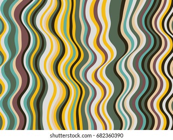 Abstract stripes texture, wavy ribbons vector image. Curved lines pattern, colorful minimalist background. Billboard or card backdrop graphic design. 