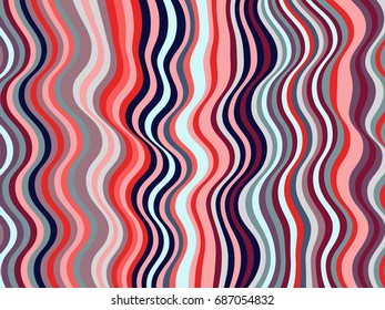 Abstract stripes texture, wavy ribbons vector image. Curved vertical lines pattern, colorful background. Banner, billboard or card backdrop graphic design. 