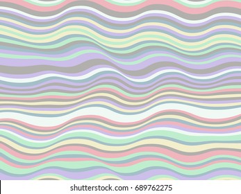 Abstract stripes texture, wavy ribbons vector image. Curved lines pattern, pastel colors minimalist background. Banner, billboard or card backdrop graphic design. 