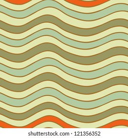 Abstract stripes vector seamless pattern in retro colors. Fancy doodle.