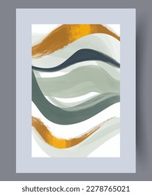 Abstract stripes watercolor picture wall art print. Contemporary decorative background with picture. Printable minimal abstract stripes poster. Wall artwork for interior design.