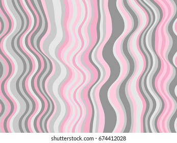 Abstract stripes wave ripple texture vector. Curved lines pink and grey vertical wavy ribbons pattern. Advertising banner, billboard, card decorative striped background graphic design. Lined backdrop.