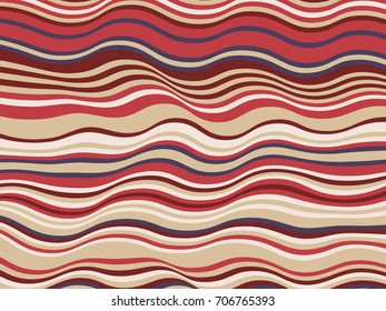Abstract stripes wave ripple texture vector. Red curved lines wavy ribbons pattern. Advertising banner, billboard or card decorative striped background graphic design. Lined backdrop.
