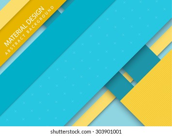 Abstract stripped background - material design style - blue and yellow version